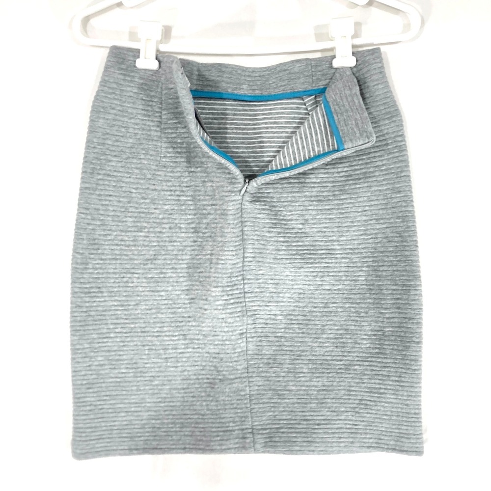 Boden Ribbed Soft Cotton CBK Pencil Minimalist Capsule Skirt Womens 4 S Gray